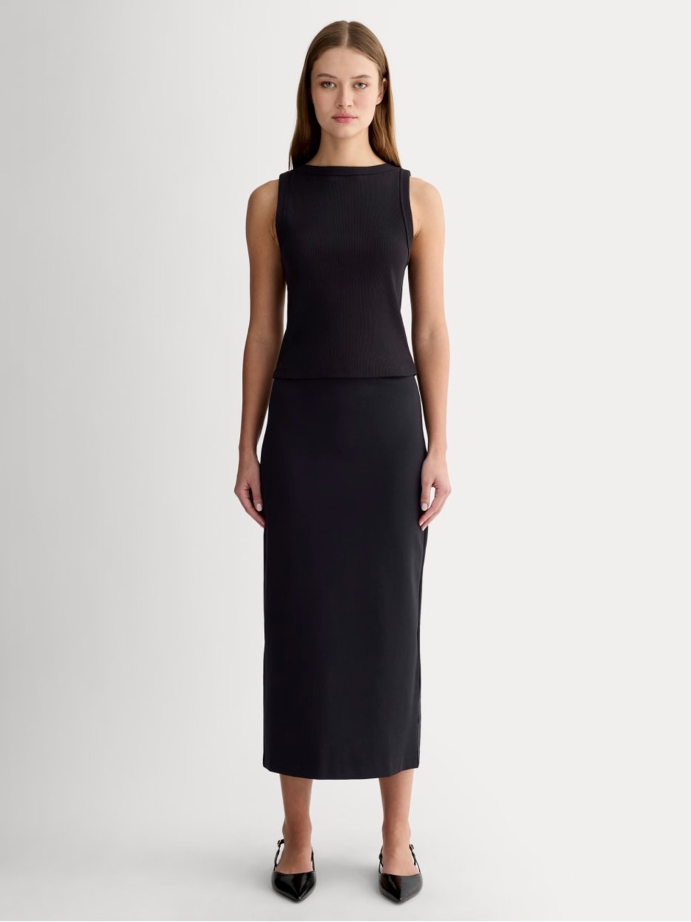 Everlane XL Maxi Pencil Skirt 90s Retro Minimalist Office Clean Beauty Stretchy